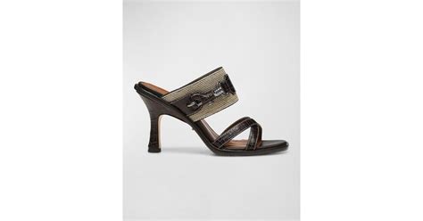 Donald J Pliner Erica Croco Crisscross Mule Sandals In Brown Lyst