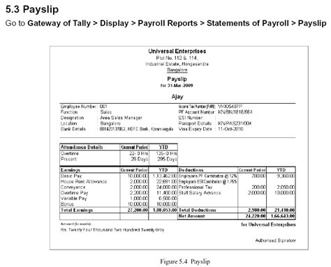 Payslip Report Tally ERP 9 TallyERP9Book