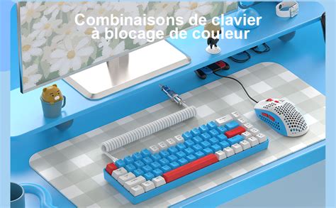 YINDIAO T8 Combos Clavier et Souris de Jeu 60 RVB Câble USB C