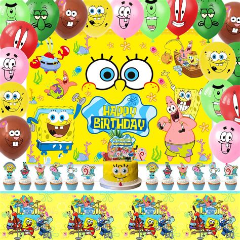 WOLINGYU Spongebob Birthday Party Decorations, Cartoon Spongebob Party ...