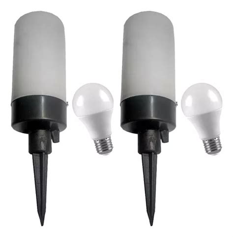 Pack X Foco Tubo Difusor Estaca Farol De Pvc Para Jardin Caminero