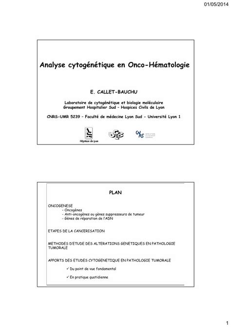 PDF Analyse cytogénétique en Onco Hématologie 01 05 2014 1 Analyse