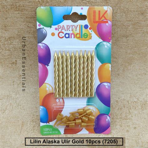 Lilin Ulang Tahun Lilin Warna Emas Lilin Alaska Ulir Gold Isi 10 Pcs