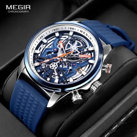 Megir 2235 Mens Chronograph Watch Blue Vivid Nuance South Africa