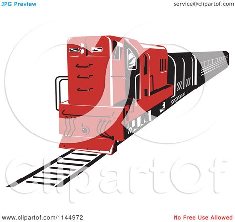 Clipart of a Retro Red Diesel Train - Royalty Free Vector Illustration by patrimonio #1144972