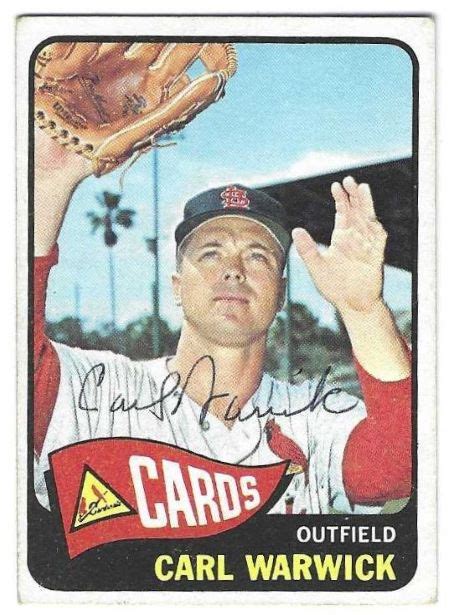 Autographed CARL WARWICK St Louis Cardinals 1965 Topps Card Main