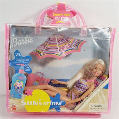 New 2001 Sunsation Barbie Doll In A Beach Bag For You Mattel 54194