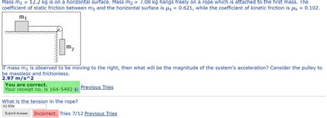 Solved Mass M₁ 122 Kg Is On A Horizontal Surface Mass M2