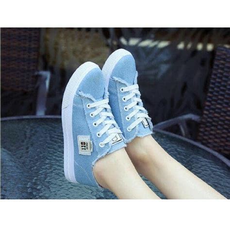 Jual Sepatu Sneaker Denim Jeans Levis Biru Cewek Wanita Sekolah Kuliah