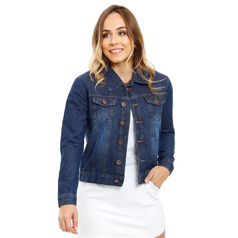 Jaqueta Jeans Feminina Premium Azul Tradicional Bamborra Shopee Brasil