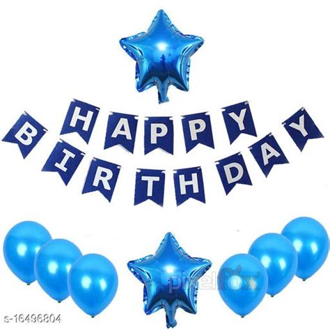 BubbleTrouble.in BLUE - Happy Birthday Banner + 50pcs Blue Metallic ...