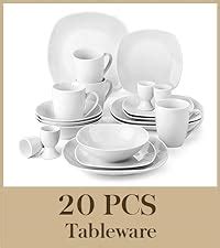 MALACASA Series Julia 18 Piece Dinner Sets Ivory White Porcelain