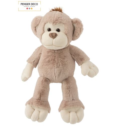 Peluche Singe Beige H 44 cm doudou enfant Penser Déco fr