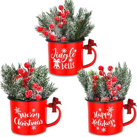 Amazon Hushee 3 Pcs Christmas Enamel Coffee Mugs 12oz Christmas