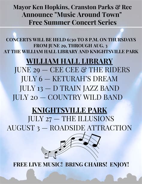 Mayor Ken Hopkins, Cranston Parks & Rec Announce "Music Around Town ...