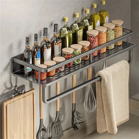 Multifuncional Kitchen Rack Armazenamento De Especiarias Montado Na