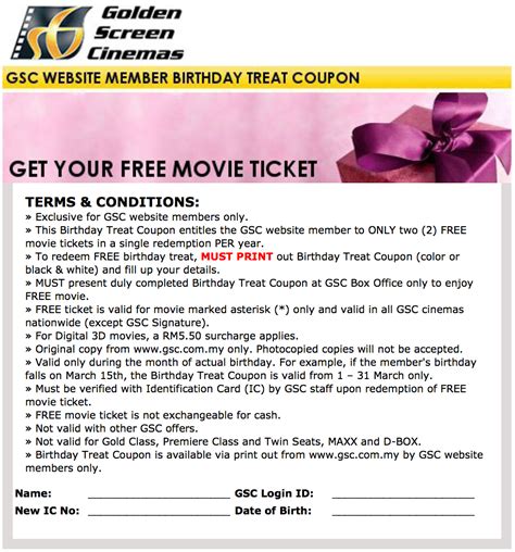 GSC Cinemas Free 2 Movie Tickets During Your Birthday Month - Sign Up ...