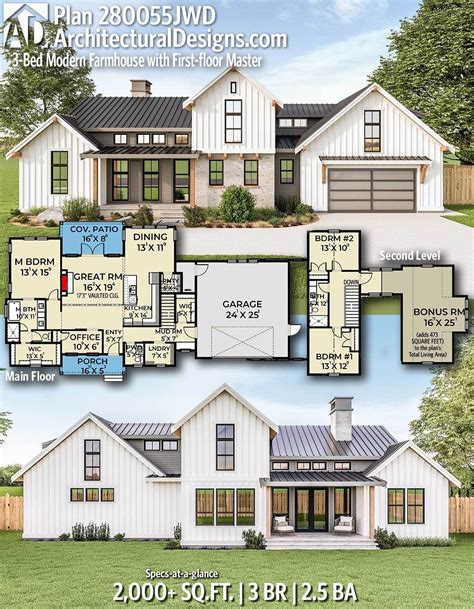 Modern Farmhouse Plans 2021 Garages Siding Brentwood Pickering Hartmans