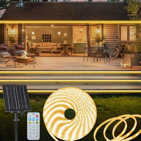 Trahoo 32 8ft Solar Led Strip Lights Outdoor Ip68 Fully Waterproof