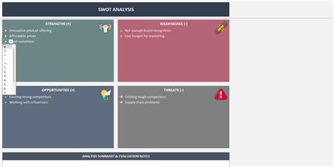 SWOT Analysis Excel Template SWOT Matrix Business Strategy Strategic ...