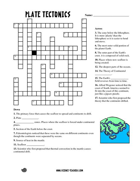 Science Plate Tectonics Worksheet Puzzle