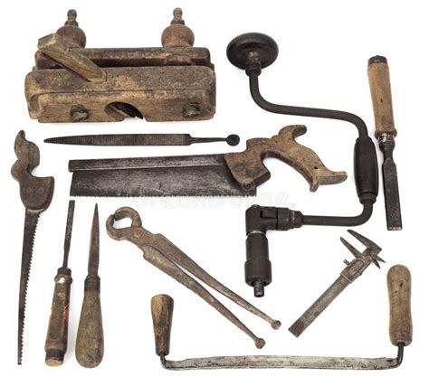 Vieux Outils De Charpentier Image Stock Image Du Objet Foreuse 59671607