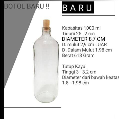 Jual 10 SEPULUH PCS Botol Kaca Baru 1 Liter Tutup Plug Botol