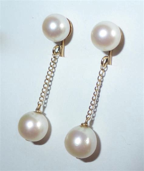 14k Yellow Gold Pearl Drop Earrings