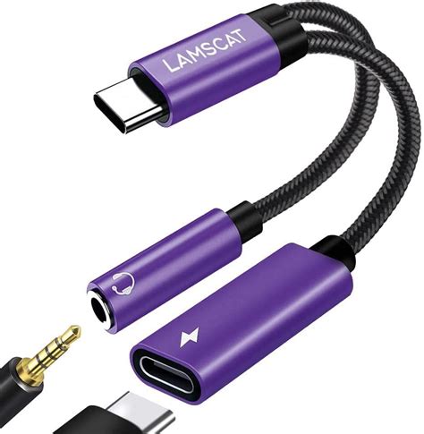 Адаптер для наушников LAMSCAT USB C и зарядка, адаптер разъема 2 в 1 ...