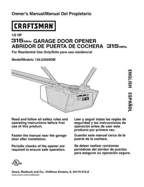 Craftsman Garage Door Opener Manual