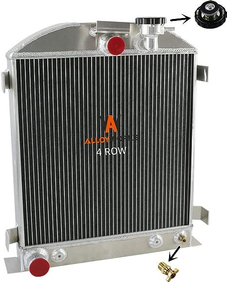 ALLOYWORKS 4 Row Aluminum Radiator For Ford Rod W Chevy 350 V8 Engine