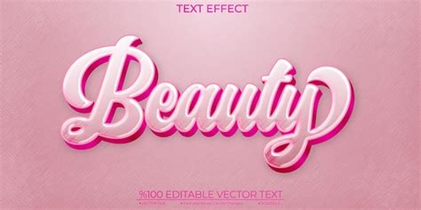 Plantilla De Belleza De Texto Lindo Y Rizado Efecto De Texto Vektor 3d