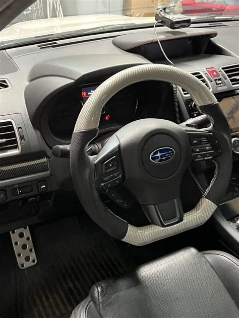 Subaru Wrx Sti White Silver Carbon Fibre Leather Steering