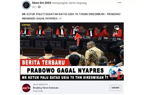 Produsen Hoax Pojokkan Prabowo Subianto Padahal Batas Usia Capres 70