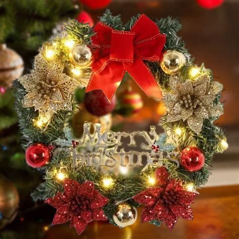 Suncoda Christmas Wreaths Christmas Garland Gold Lighted Christmas