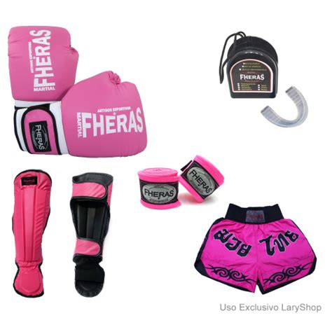 Kit Boxe Muay Thai Tradicional Luva Bandagem Bucal Caneleira