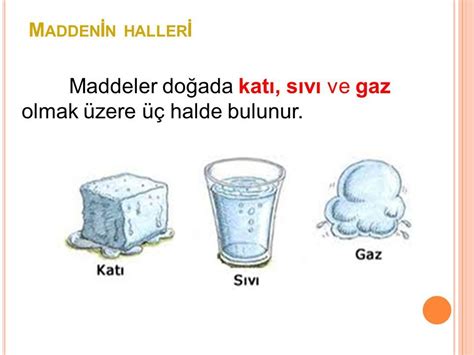 MADDENİN HALLERİ Maddeler doğada katı sıvı ve gaz olmak üzere üç