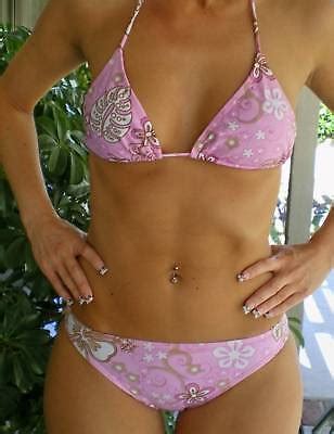 NWT Hawaiian Bikini 2 Piece Swimsuit Pink Brown L EBay