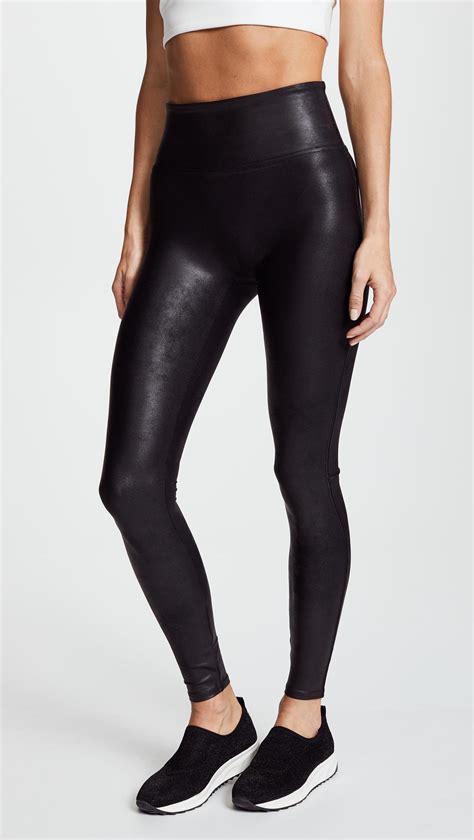 Spanx Faux Stretch Leather Leggings In Black Save 50 Lyst