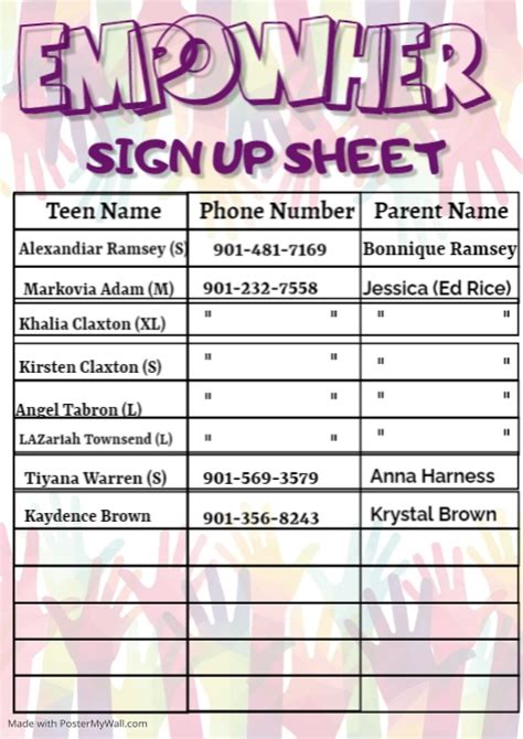 Volunteers Sign Up Sheet Template Postermywall