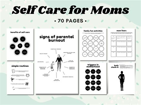 Self Care For Moms Workbook Motherhood Journal Mental Health Therapy