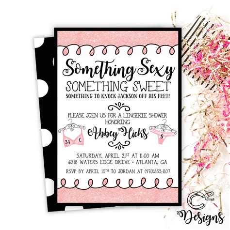 Something Sexy Something Sweet Lingerie Shower Invitation Etsy