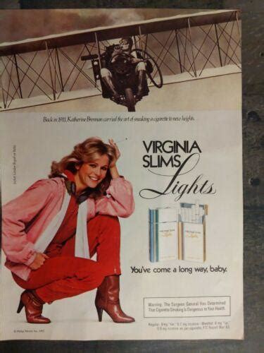 Virginia Slims Lights Vintage 1984 Print Ad Pretty Lady in Boots