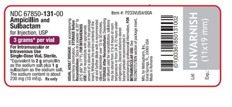 Ampicillin And Sulbactam Injection Package Insert Prescribing