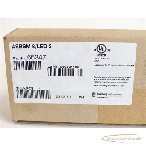 Lumberg Automation ASBSM 8 LED 3 Sensor Actuator Box Unused 67 44