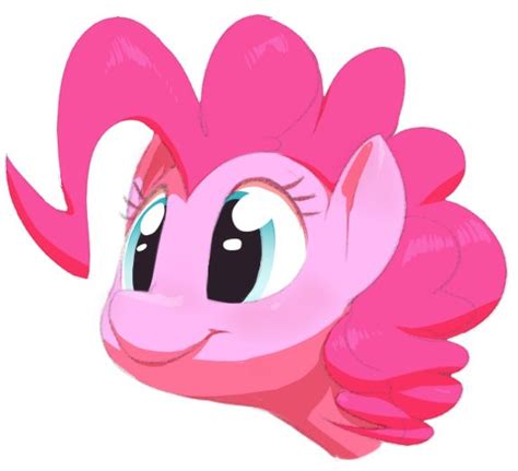 The Pinkie Pony Has Big Eyes And Is Looking At Something With Its Tail