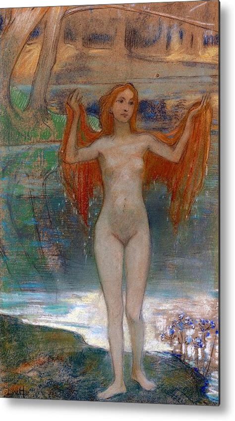 Nude Girl On The Shore Of The Lake LUDWIG VON HOFMANN Ca 1890 Metal Print By Ludwig Von Hofmann