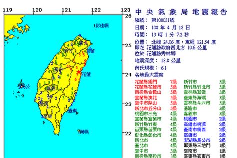 台灣花蓮地震規模6 1震度7級 全台搖晃 氣象局 台灣 地震 大紀元