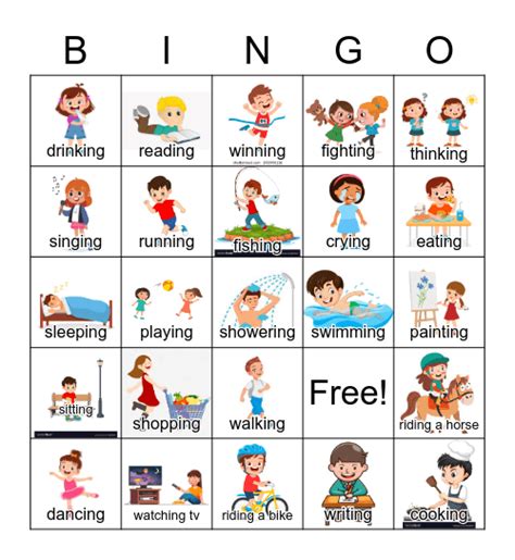 Tefl English Teachers Bingo Verbs Game Board 15 Of 20 A01