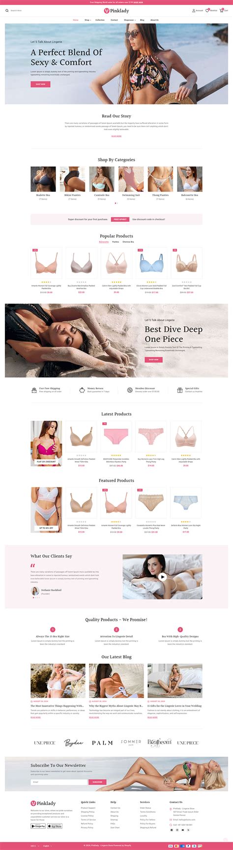 Pinklady Lingerie Underwear Store Shopify Responsive Theme By Codezeel